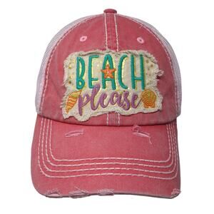 Beach Please Strapback Trucker Hat Pink One Size Colorblock KB ETHOS